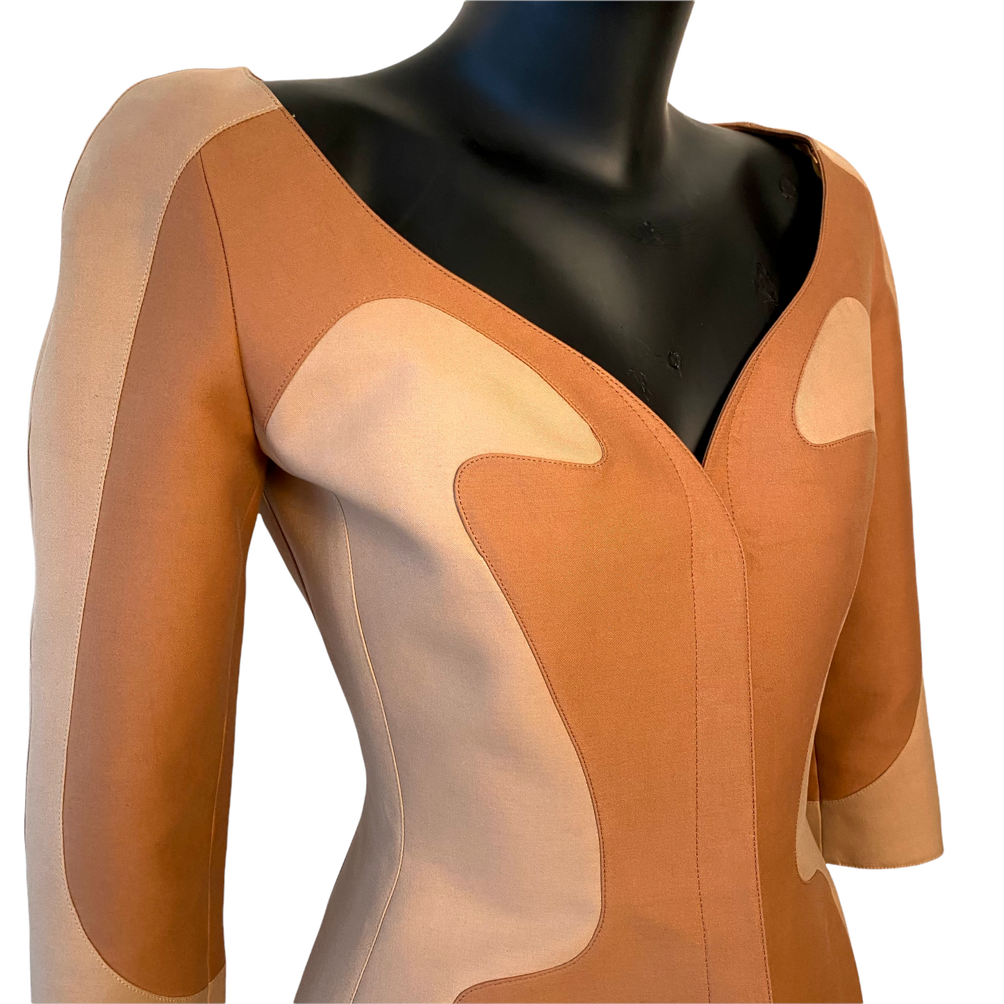 Thierry Mugler COUTURE rare vintage ensemble with geometrical two tone design - S - 1980s
