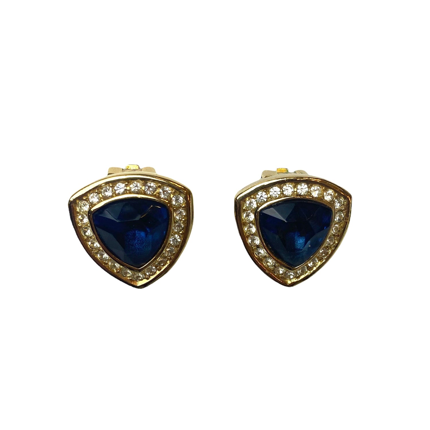 Christian Dior vintage earrings clip blue second hand Lysis