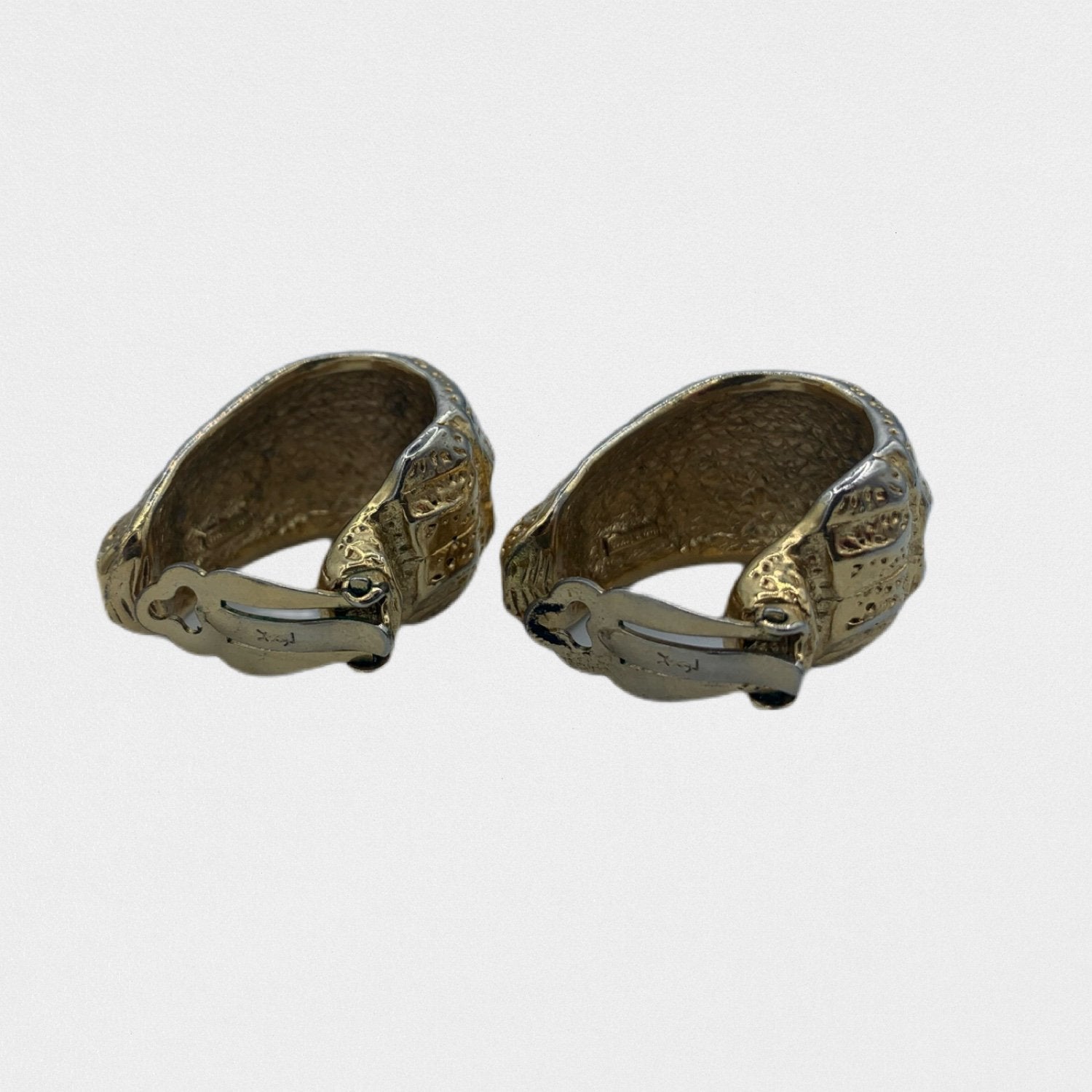 Lysis vintage Yves Saint Laurent crocodile huggies earrings - 1990s